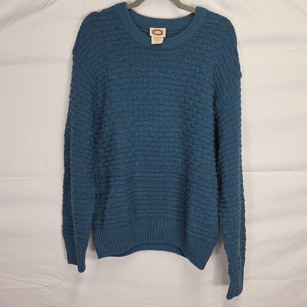 Vintage 1980 Banana Republic Made In USA Knit Sweater Crewneck Blue Mens Size XL